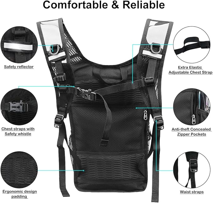 Hydration Backpack Pack, Water Backpack 20L Included 2L Hydration Bladder, Festival Essential - Rave Hydration Pack Hydropack for Hiking, Running, Biking, Festival Gear