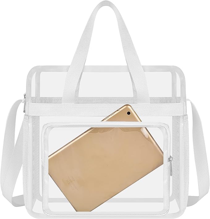 USPECLARE Clear Tote Stadium Approved, Security Travel & Gym Clear Bag for Work Sports Games Concerts
