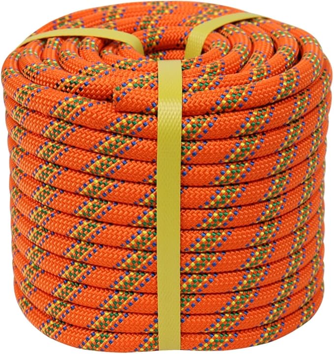 Double Braided Arborist Rope - 1/2 Inch x 150 Feet Polyester Rope - High Strength Climbing Rope for Tree Work, Halyard, Sailing (Orange)