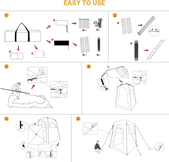 Bundle of KingCamp Oversize Black Camping Shower Tent and Blue Outdoor Shower Tents for Camping Changing Dressing Room Portable Toilet Tent, Easy Set Up, More Space Than Pop Up Privacy Tent