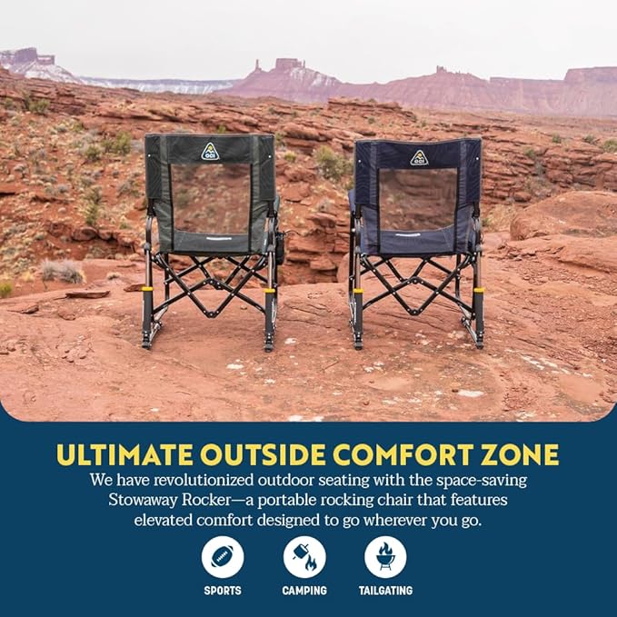 GCI Outdoor Stowaway Rocker - Varsity Gray/White