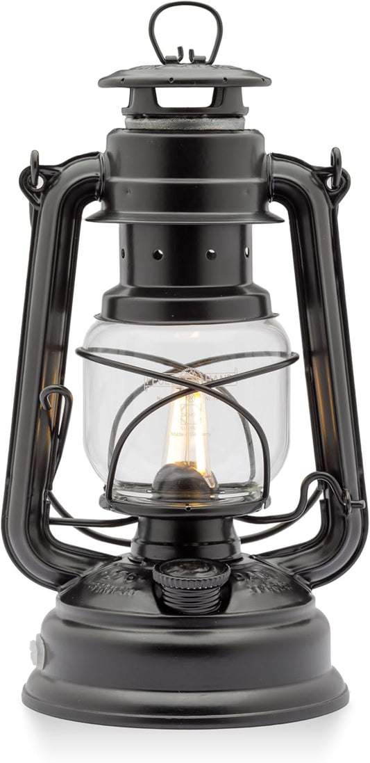 Outdoor Kerosene Fuel Lantern, German Made Weather Resistant Baby Special 276 Galvanized Hurricane Lamp for Camping or Patio, 10 Inches, Matte Black