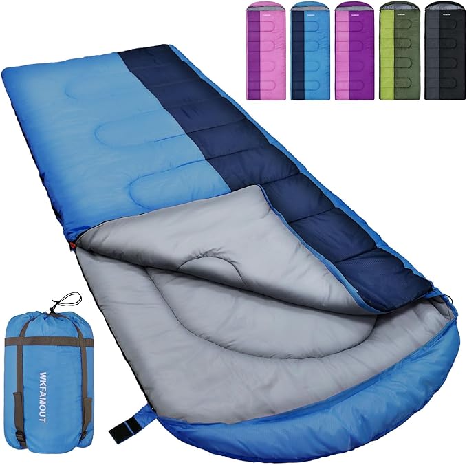 XL 10 Degree Sleeping Bags Waterproof for Adults 350GSM Machine Washable with Compression Sack for 3-4 Season Camping Outdoor