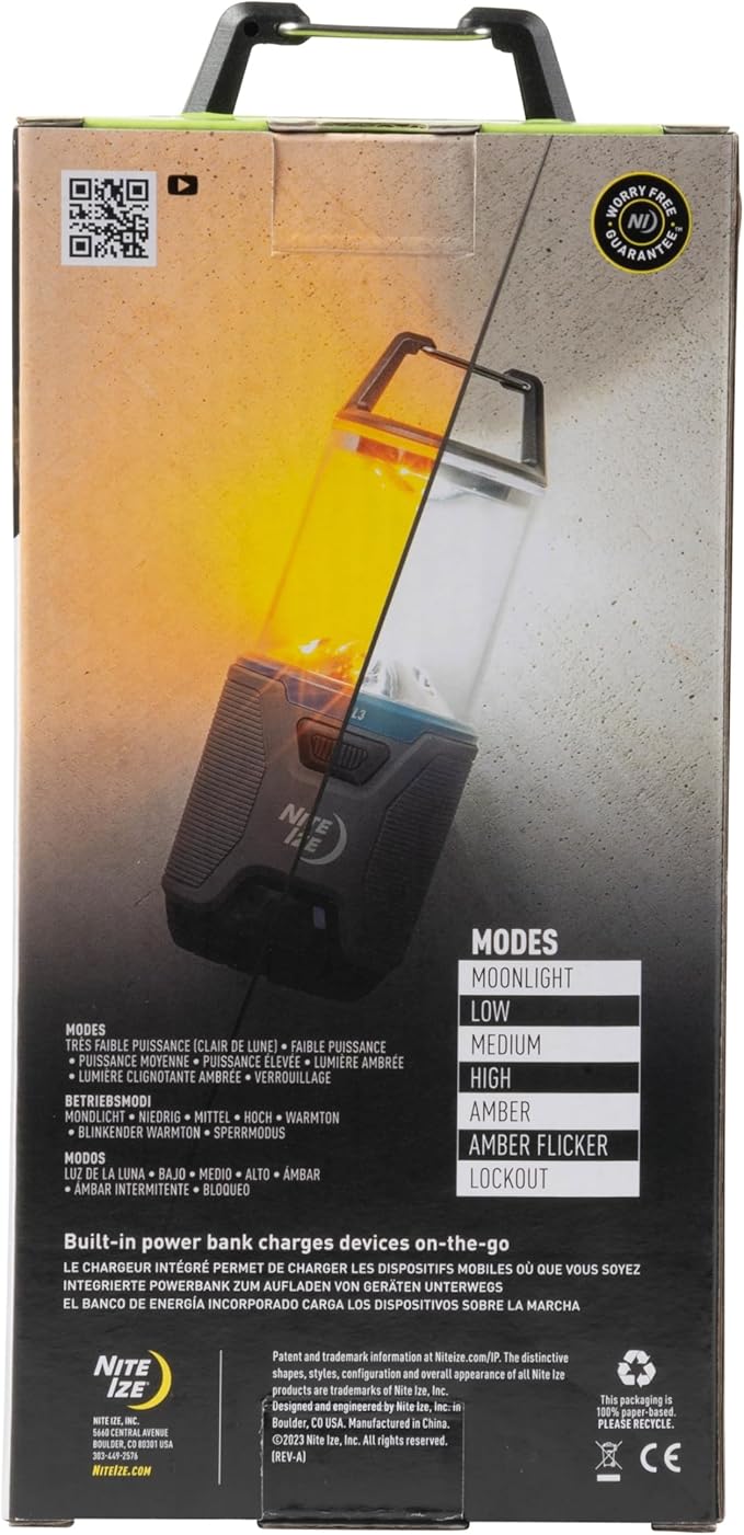 Nite Ize Radiant RL3 PowerSwitch Rechargeable Lantern - LED Lantern Perfect for Camping Gear & Emergency Kits - Rechargeable with Power Bank