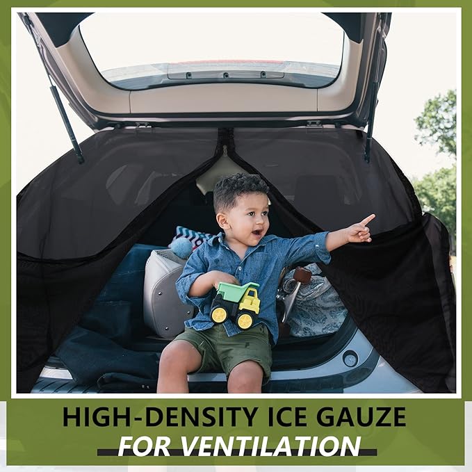 Yahenda 5 Pcs Car Camping Tailgate and Window Shades Set Car Camping Net Screen for Windows Stretchy Front Rear Sun Shade Breathable Stretch Window Screen for Privacy Mosquito(L)