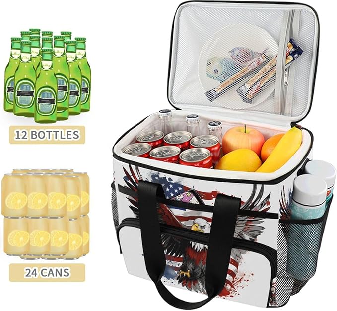 Cooler Bag Insulated Picnic Bag Large Lunch Box Reusable Tote Bag Soft Sided Portable Beach Cooler Grocery Camping