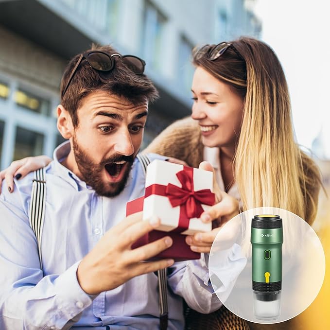 Portable Espresso Machines, Electric Espresso Maker with Self-Heating, USB-C & Car Charger, 20 Bar Mini Coffee Maker With NS Capsule & Ground Coffee for Camping, Hiking, Travel, Office, Green