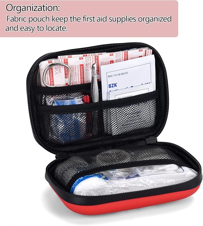Mini First Aid Kit -Small Waterproof Hard Shell Medical Kit with Compartments for Camping, Hiking, Car, Home, Office, School - Emergency First Aid Supplies and Survival Kit