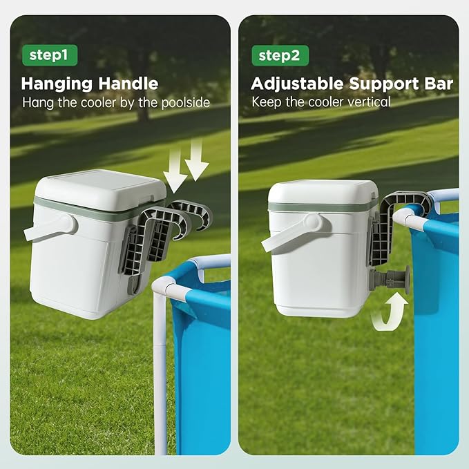 Portable Pool Cooler, Insulated Hard Cooler with Handle, Styrofoam Insulation, Keeps Drinks Cold Up to 72 Hours, Perfect for Poolside, Camping, Fishing, Above Ground Pool Accessories