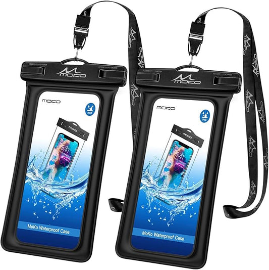 MoKo Floating Waterproof Phone Pouch 2Pack Compatible with iPhone 14 13 12 11 Pro Max X/Xr/Xs/SE 3, Samsung S21/S10/S9/S8