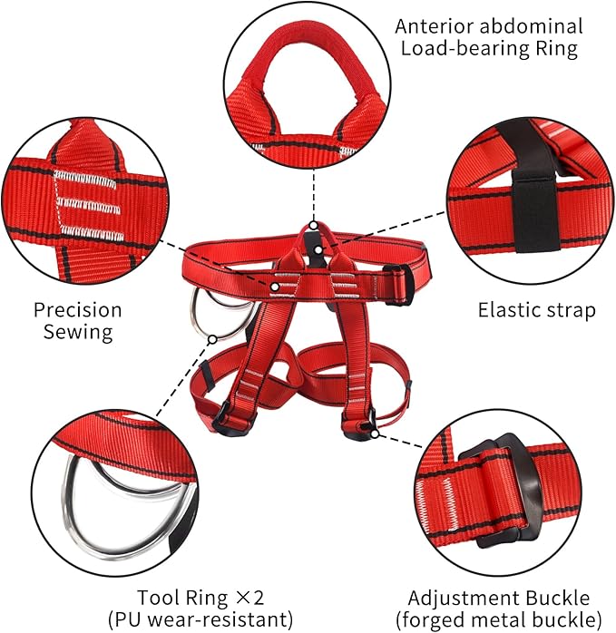 NewDoar Climbing Harness, Mountaineering Rock Climbing Harness, Half Body Harness for Rappelling Fire Rescuing Tree Climbing