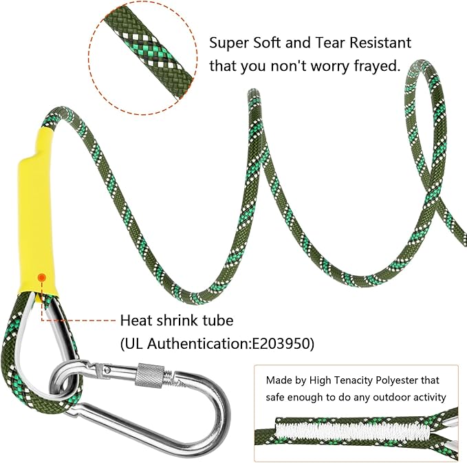 X XBEN Outdoor Climbing Rope 10M(32ft) 20M(64ft) 30M(96ft) 50M(160ft) 70M(230ft) 152M(500FT) 352M(1000FT) Static Rock Climbing Rope for Escape Rope Ice Climbing Equipment Fire Rescue Parachute