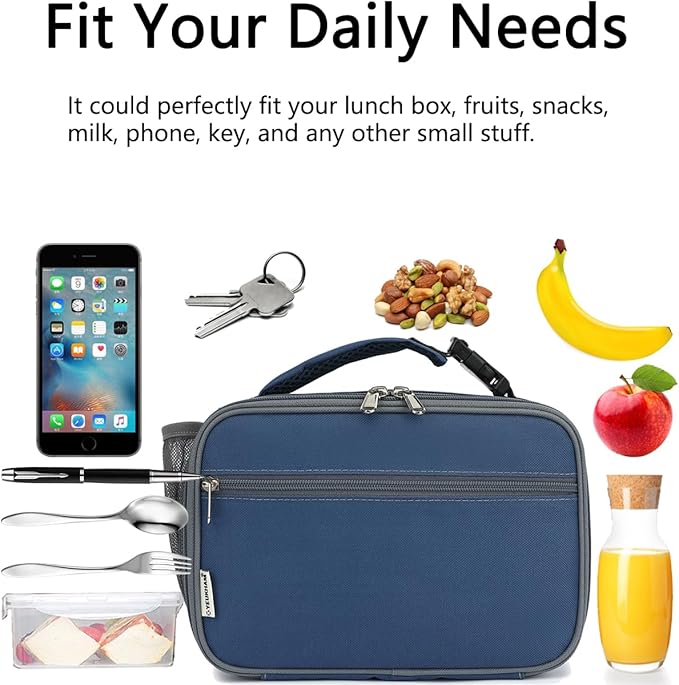 Insulated Lunch Box for School, Thermal Reusable Durable Freezable Lunch Bags for Kids Boys Girls Men Women - Small Soft Cooler Portable Lunch Tote Kit for Work Picnic Travel,Cyan