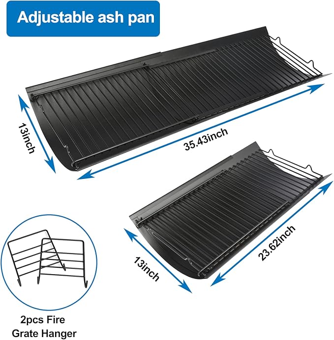 Uniflasy 23.62" to 35.43" Adjustable Ash Pan Replacement for Chargriller 5050 1224 5072 5650 1324 2121 2222 2123 E1224, Fit Oklahoma Joe’s Charcoal Grills, Royal Gourmet, Charbroil Replacement Part