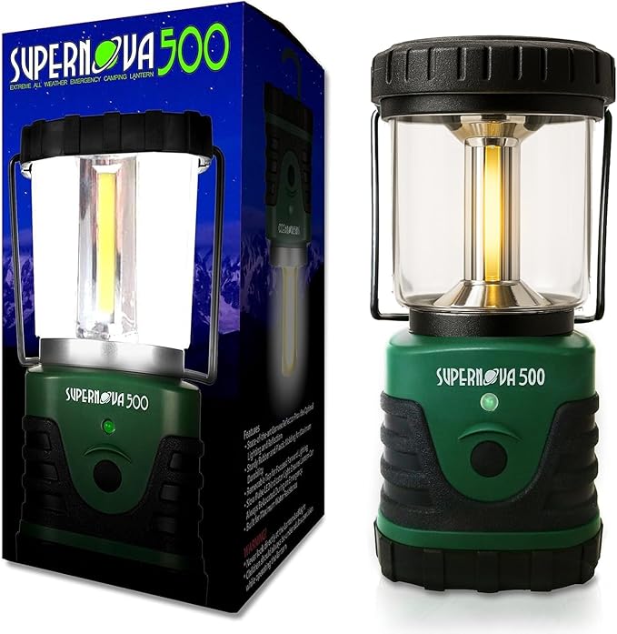 Supernova Battery Powered Lantern, Bright, Long Lasting, Weather-Resistant LED Camping Lantern, Great for Storms, Hurricane Supplies, Survival Kit, Power Outages, Outdoors, & Camping Essentials (500)