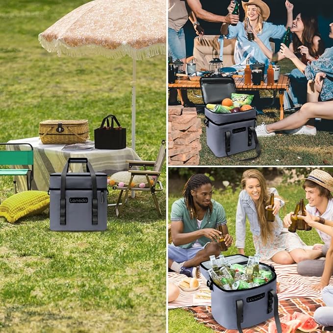 Lisa Lunch Soft Cooler 20/36 Can, Insulated Bag Portable Ice Chest Box for Lunch, Beach, Drink, Beverage, Travel, Camping, Picnic, Car, Trips, Cooler Leak-Proof