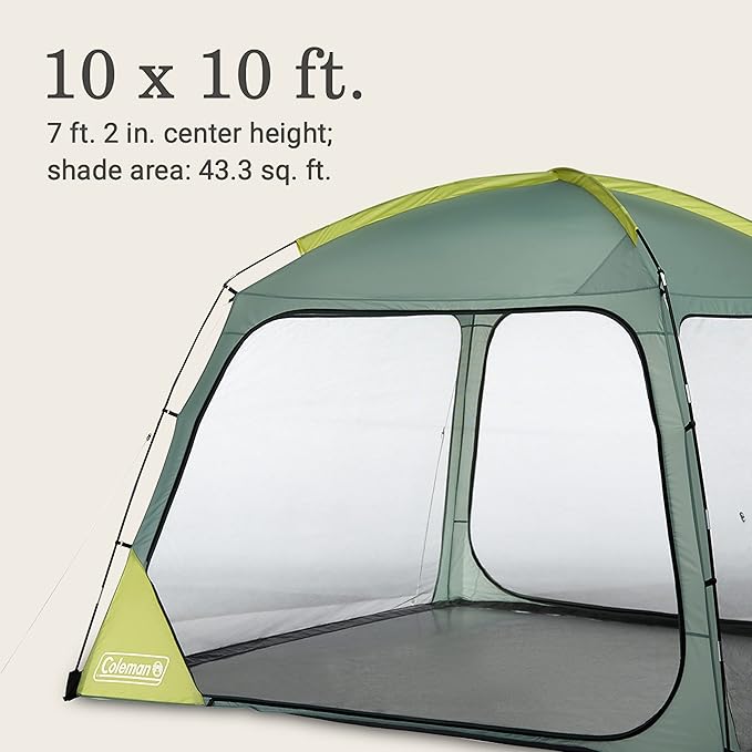 Coleman Skyshade Screen Dome Canopy Tent, 8x8/10x10ft Portable Screen Shelter with Easy Setup for Bug-Free Lounging, Great for Beach, Yard, Picnic, Park, Camping, & More