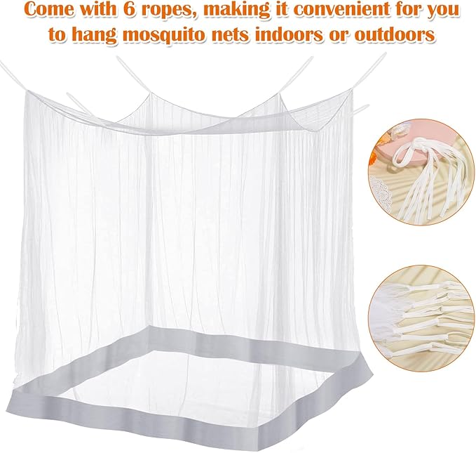 Mosquito Net for Bed, Large White Bed Canopy for Girls, Hanging Bed Net, Ideal for Bedroom Decorative, Travel with Storage Bag (Camping Mosquito Net) SL0028