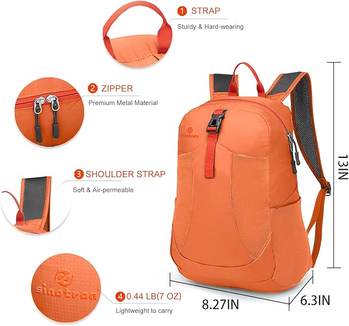 sinotron 22L Lightweight Packable Hiking Backpack, Small Hiking Backpack Day Pack for Women Men Travel Camping Vacation