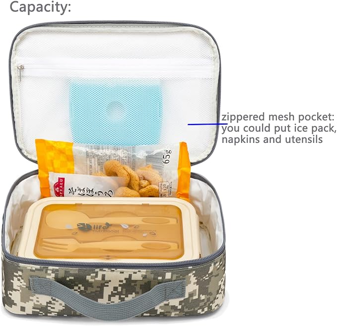 FlowFly Kids Lunch box Insulated Soft Bag Mini Cooler Back to School Thermal Meal Tote Kit for Girls, Boys, Digital