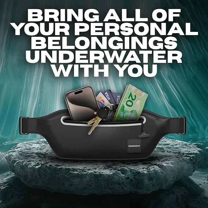 DRENCH 100% Underwater Waterproof Fanny Pack. Waist Pack. Submersible Waterproof Phone Pouch. Dry Bag for Swimming, Boating, SUP & Snorkelling. Underwater Phone case. Floating Belt Bag. Dry Bag Travel