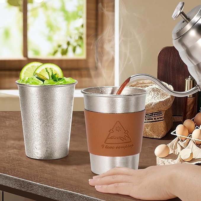 12 oz Titanium Camping Cup Pint Beer Wine Tumbler Drinking for Adults Travel, Outdoor, Camping, Everyday