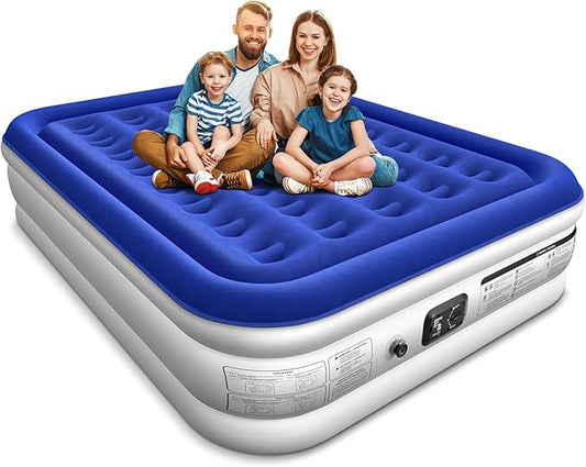 Queen Air Mattress with Built in Pump Luxurious Comfort 16" Raised Inflatable Mattress Queen Airbed Blow Up Mattress for Home Guests 80"*60"*16" Air Bed 3 Mins Fast Inflate/Deflate 660 lbs Max