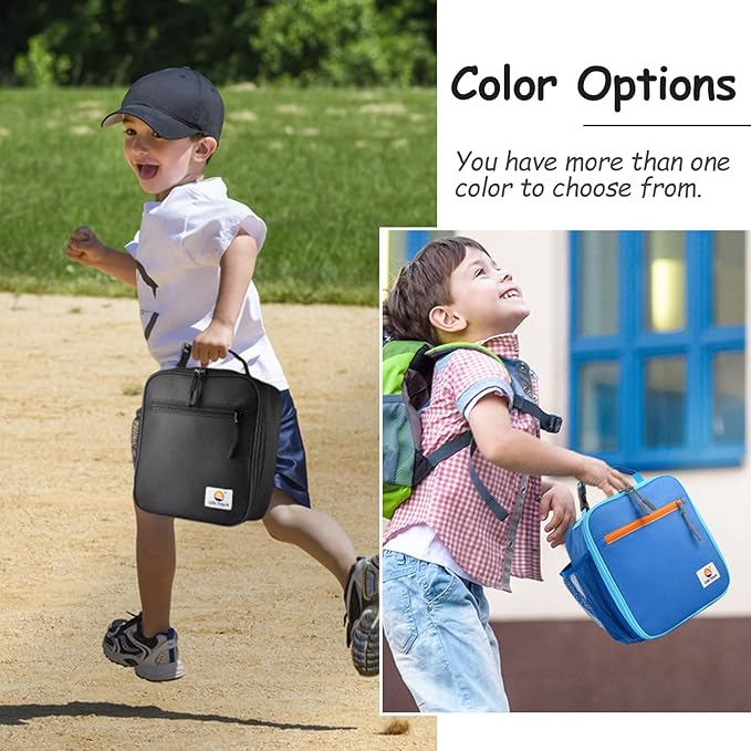 Lunch Box Kids,2 Packs Insulated Lunch Bag for Girls Boys,Soft Bag Mini Cooler Back to School Thermal Reusable Lunch Bag for Work School Picnic (Blue & Black)