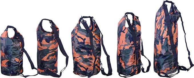 Waterproof Dry Bag Combo 5-30L Roll Top Dry Storage Bag Backpack for Kayaking Boating Beach Camping Travel Fishing, w/Phone Case & Collapsible Water Bottle & Sunglasses & Ear Band,Orange 20L