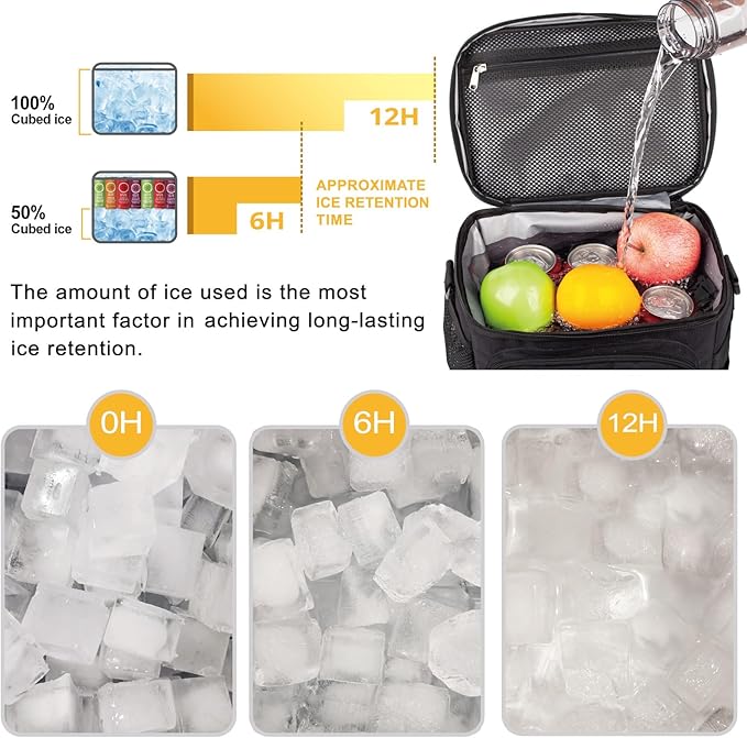 Tactical Reusable Lunch Bag for Men/Women - Insulated Lunch Box Leakproof Lunch Pail Freezable with Adjustable Shoulder Strap,Lunch Cooler Bag for Work Office Picnic Beach，Black