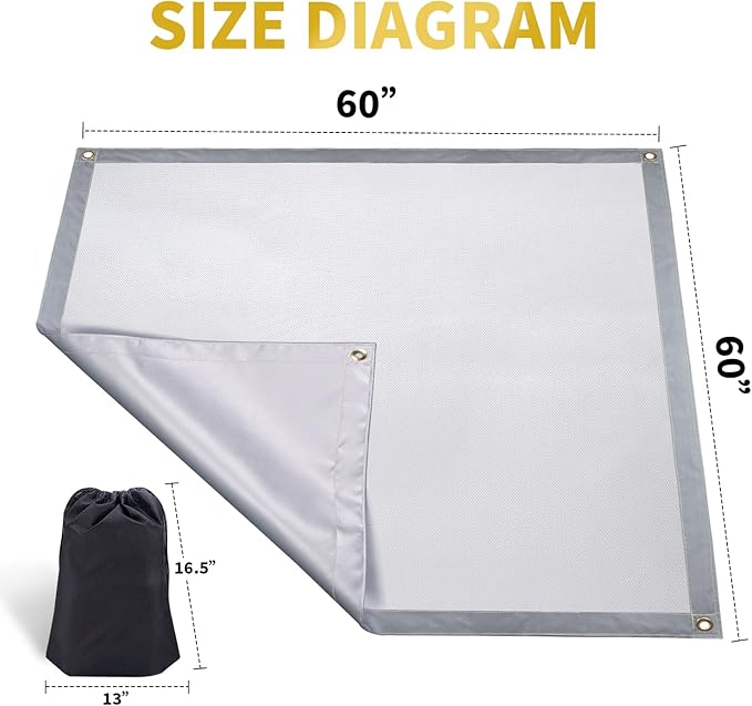 Under Grill Mat, 60 X 60 Inch BBQ Floor Mats, Deck Patio Protector Mat, Indoor Fireplace Mats Fire Pit Mats, Fire Resistant, Water Resistant, Oil Proof, Easy to Clean Reusable Outdoor Grill Mat