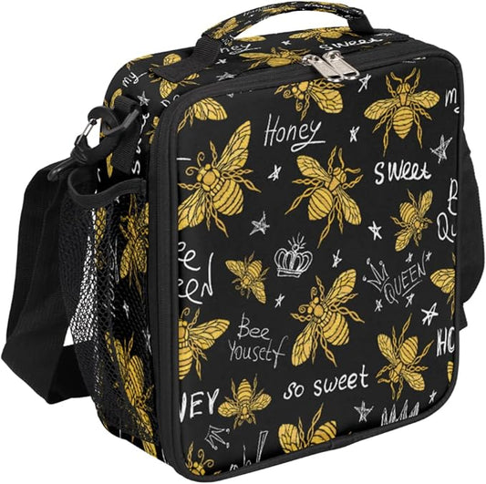 cfpolar Insulated Lunch Bags Animal Bee Letter Quote Lunch Box for Men Boys Girls Reusable Mini Cooler Lunch Tote Lunchbox Thermal Meal Tote Kit with Shoulder Strap for Work School Picnic