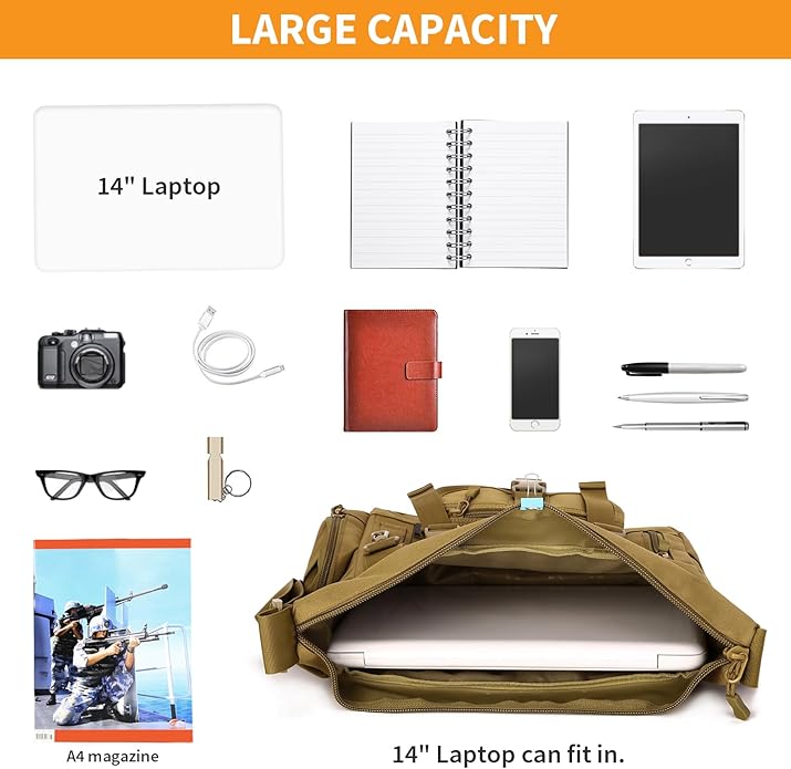 HUNTVP Tactical Messenger Bag Shoulder Bag Cross Body Bag Belt Sling Bags Laptop For Working Cycling Hunting Camping