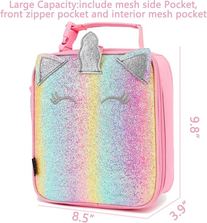 FlowFly Kids Lunch box Insulated Soft Bag Mini Cooler Back to School Thermal Meal Tote Kit for Girls, Boys, Smile