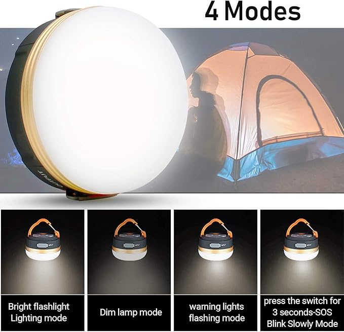 LED Camping Lantern, Rechargeable & Portable Tent Light, 300LM,3 Light Modes,1800mAh Power Bank,with Magnet Base,Electric Lantern Flashlight for Camping/Hiking/Fishing/Hurricane/Emergency