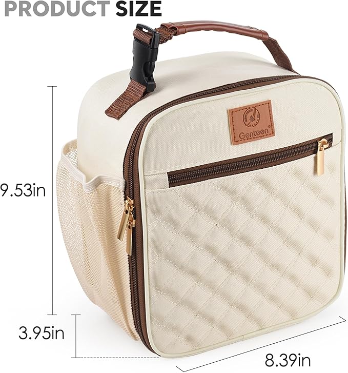 Lunch Box Lunch Bag for Men Women Kids Adults,Insulated Waterproof LunchBox Cooler,Small for Work Office School Travel Picnic-White