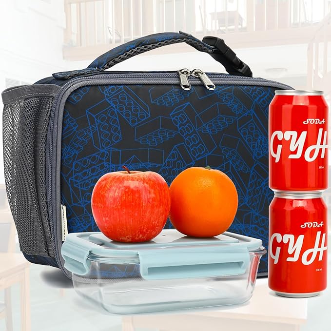 Insulated Lunch Box for School, Thermal Reusable Durable Freezable Lunch Bags for Kids Boys Girls Men Women - Small Soft Cooler Portable Lunch Tote Kit for Work Picnic Travel,Brick