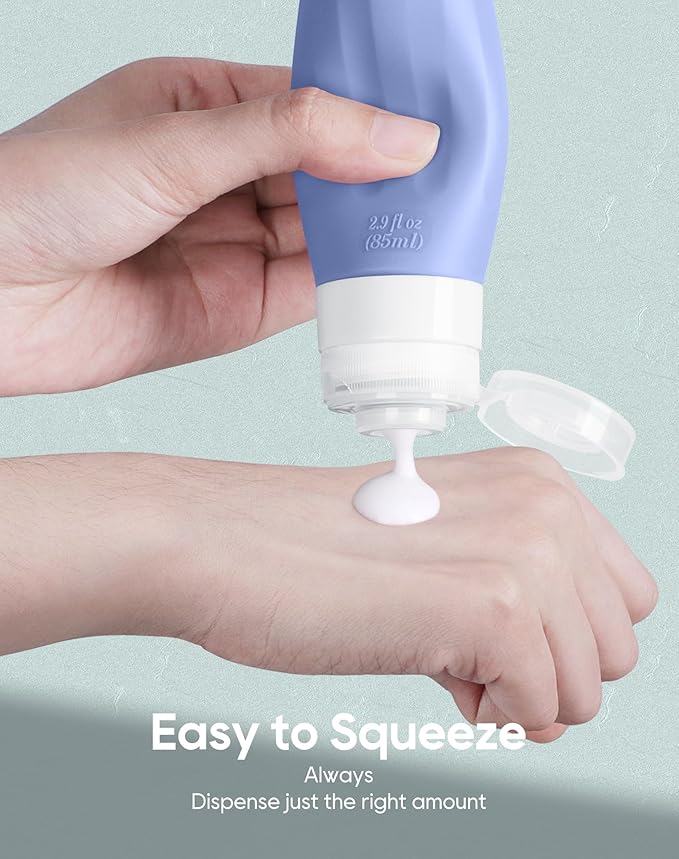 Morfone 16 Pack Silicone Travel Bottles Set for Toiletries TSA Approved Travel Containers Leakproof Squeezable Refillable Accessories 2oz 3oz for Shampoo Conditioner Lotion Liquids(Blue)