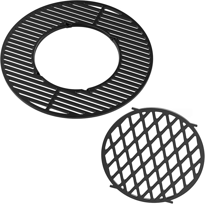 onlyfire Cast Iron Grill Grate Replacement Gourmet BBQ System for Weber 22inch Kettle Charcoal Grills