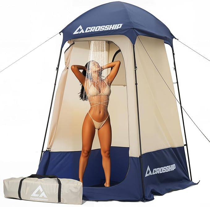 Camping Shower Tent - Outdoor Privacy Tent with Solar Shower Bag - 84.6" H*60" W Privacy Shelter for Outdoor Bathroom, Changing Room & Fishing, UV Resistant&Waterproof Camping Bathroom