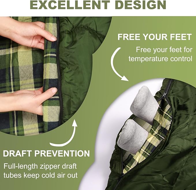 Double Sleeping Bag for Adults Kids Camping, XL Queen Size Sleeping Bags for 2 Person All Season Hiking Backpacking, Lightweight Waterproof with Compression Sack