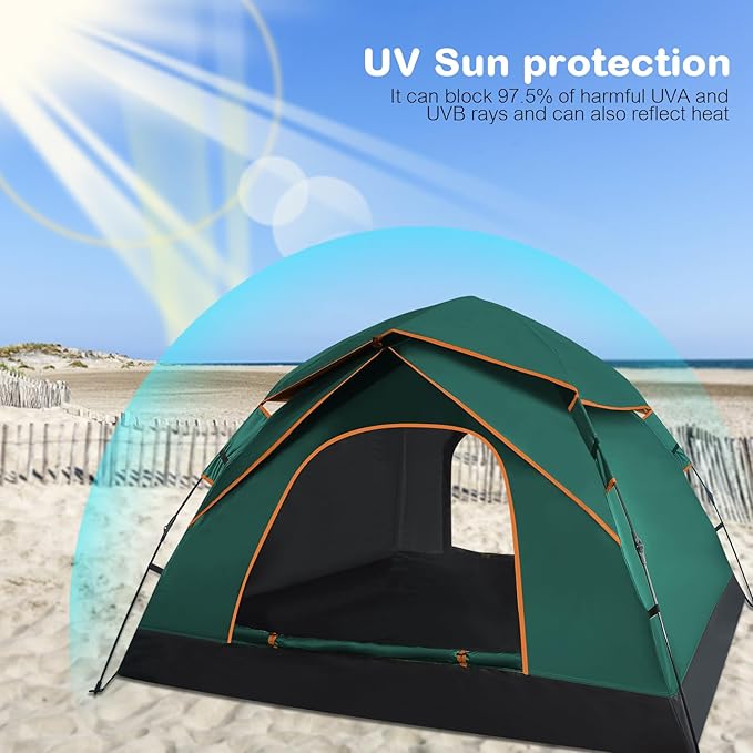 Pop Up Tents for Camping, 3-4 Person Camping Tent 60s Automatic Easy Setup Dome Tent, Waterproof Family Camping Tents, Lightweight Tents for Camping Hiking Backpacking Fishing Hunting