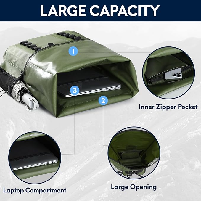 Haimont Waterproof Dry Backpack 30L TPU Lightweight Roll Top Dry Bag for Men Women, Beach, Kayaking, Travel, Hiking