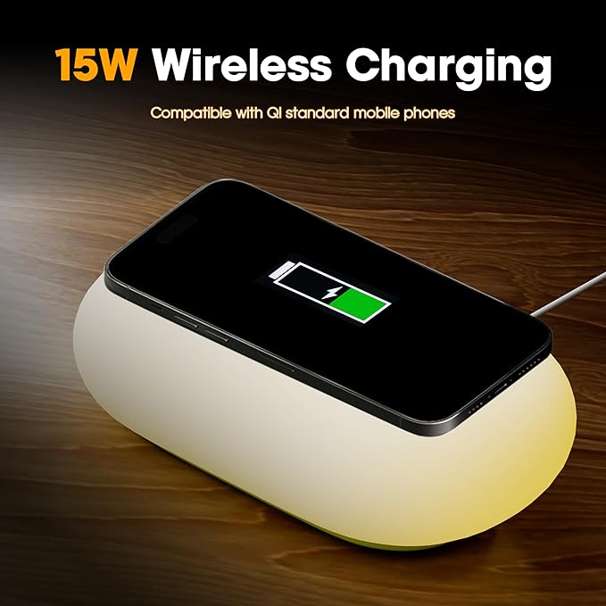 Camping Night Light with 15W Wireless Charging Camping Lamp 5 Light Modes Light for Tent Mini Tent Light for Camping Hurricane Power Outages Hiking Home