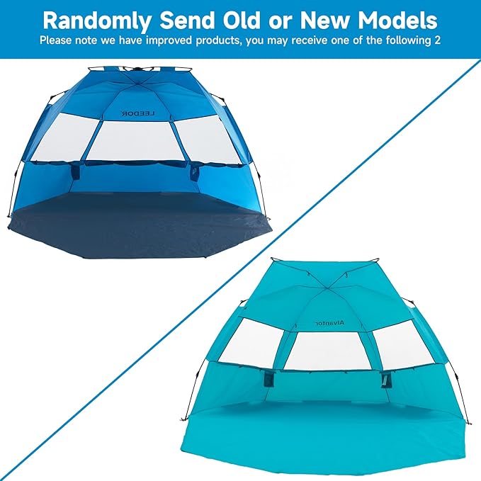 Alvantor Beach Tent Beach Umbrella Outdoor Sun Shelter Cabana Automatic Pop Up UPF 50+ Sun Shade Portable Camping Hiking Canopy Easy Setup Windproof Randomly Send Old or New Model