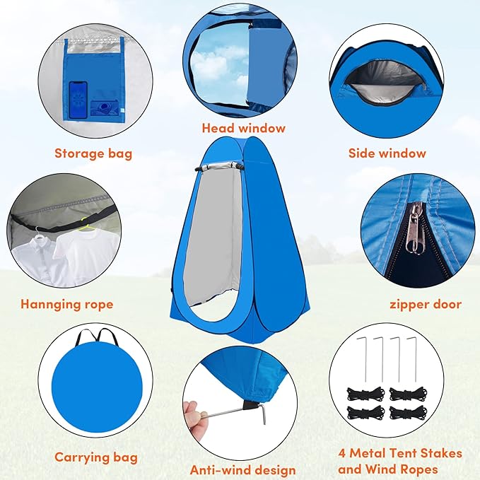 Pop Up Privacy Tent Shower Tent Changing Tent Portable Outdoor Camping Bathroom Toilet Tent Changing Dressing Room Privacy Shelters Room for Hiking and Beach Sun Shelter Picnic Fishing- Waterproof