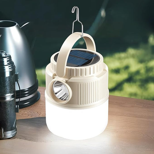 Camping Solar Lantern Emergency Lantern with Solar Charging, USB Rechargeable, Phone Charging Emergency Light for Hurricane, Power Outages, Home, Hiking, Water-Resistant