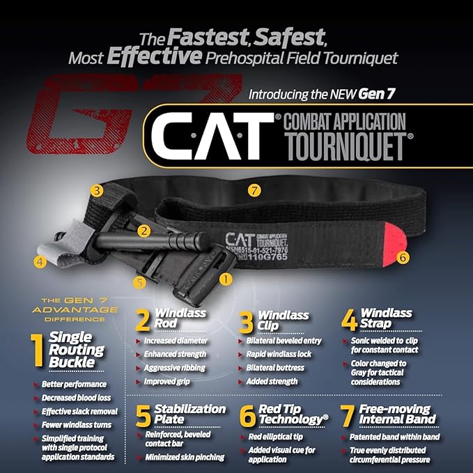 EVERLIT Rapid Aid Trauma Sleeve(Rats) EDC Trauma Kit, CAT GEN-7 Tourniquet QuikClot Gauze CE, Military Tactical IFAK for Bleeding Control (Black)