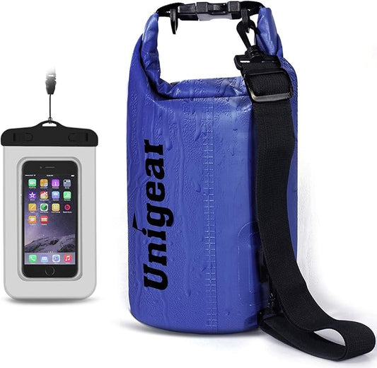 Unigear Dry Bag Waterproof, 2L/5L/10L/20L/30L/40L Floating and Lightweight Bags for Kayaking, Boating, Fishing, Swimming and Camping with Waterproof Phone Case