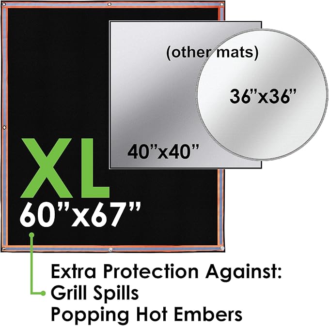 XL Fire Pit Mat, USA Based, Fireproof Under Grill Mat for Outdoor Grill Deck Protector, 67" x 60", for Firepit, Grass, Patio, Lawn, Campsite, BBQ Mat, Fire Proof Ember Mat